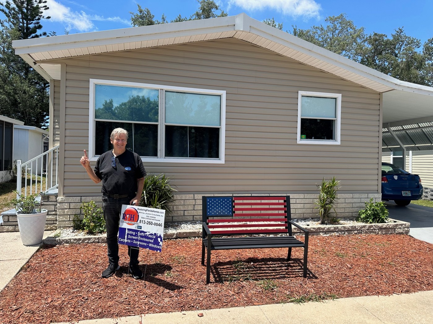 Completed RFH siding and window improvements on a Tampa Bay mobile home